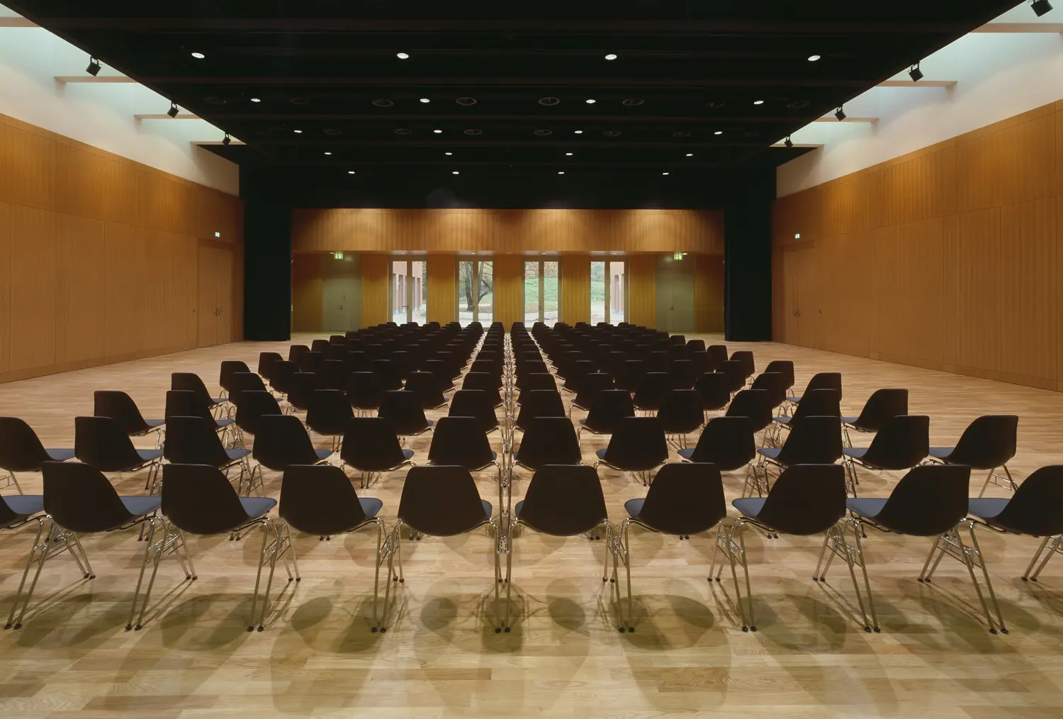 Rows of seating inside the ISH 400-seat Performing Arts Centre auditorium