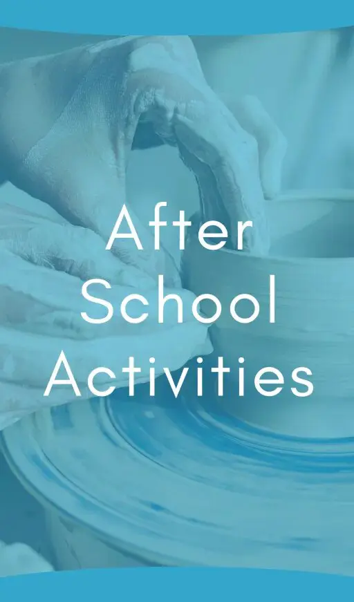 Student shaping a clay pot on a pottery wheel during an after-school art activity